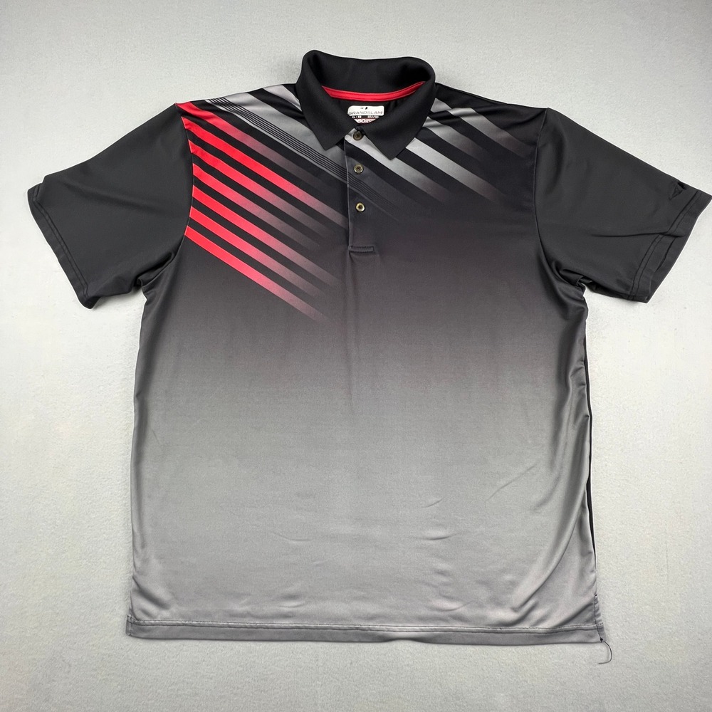Grand Slam‎ Polo Shirt Mens XL 360 Motion Flow Diagonal Stripe Golf Performance